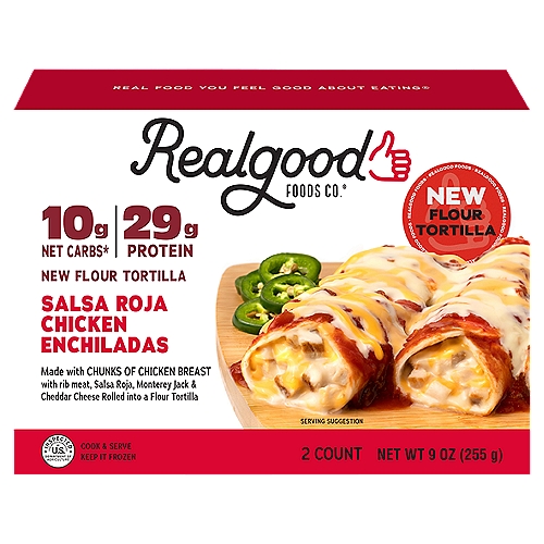 Real Good Foods Salsa Roja Chicken Enchiladas, 2 count, 9 oz
