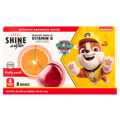 Nickelodeon Shine Water Zero Sugar Fruity Punch Nutrient Enhanced Water, 6.75 fl oz, 8 count