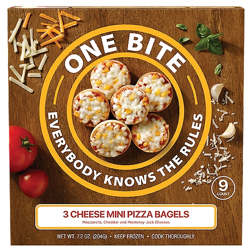 One Bite 3 Cheese Mini Pizza Bagels, 9 count, 7.2 oz