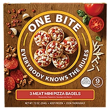 One Bite 3 Meat Mini, Pizza Bagels, 7.2 Ounce