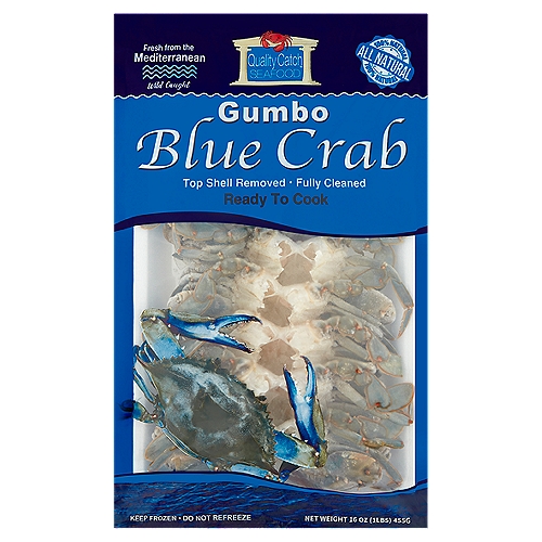 Quality Catch Seafood Gumbo Blue Crab, 16 oz
Our Blue Crabs are responsibly harvested using traps that have been approved for their local bay habitats. We have established a strict harvesting season and size limit to help ensure the sustainability of this prized resource for the future of the communities this fishery supports and your enjoyment for years to come. Our hand selected Blue Crabs are quality graded, top shell removed, fully cleaned and ready-to-cook. The large size and flavor make them great in gumbo, seafood stews, grilled, steamed or for any of your favorite recipes.