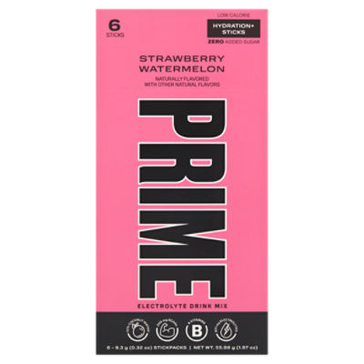 Prime Strawberry Watermelon Hydration+Sticks Electrolyte Drink Mix, 0.32 oz, 6 count