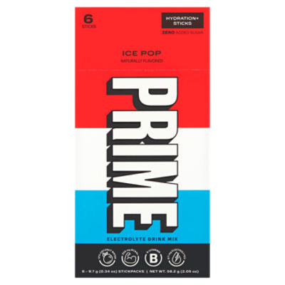 Prime Ice Pop Hydration+ Sticks Electrolyte Drink Mix, 0.34 oz, 6 count