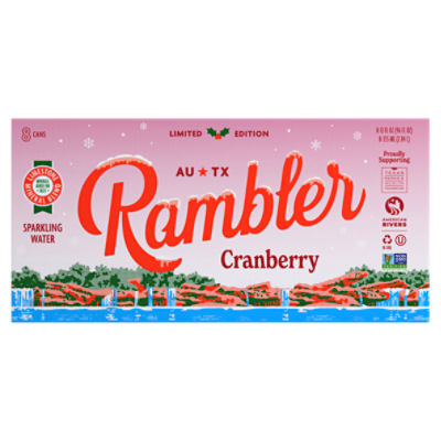 Rambler Cranberry Sparkling Water Limited Edition, 12 fl oz, 8 count, 96 Fluid ounce