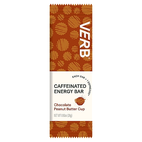 Verb Chocolate Peanut Butter Cup Caffeinated Energy Bar, 0.92 oz