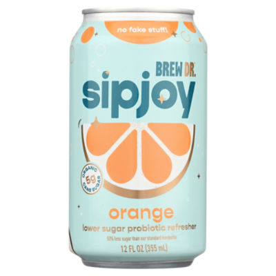 Brew Dr. Sipjoy Orange Lower Sugar Probiotic Refresher Kombucha, 12 fl oz