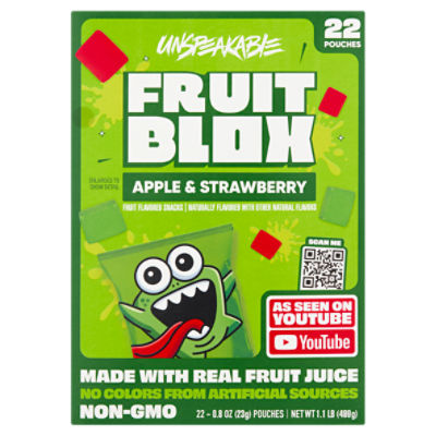 FruitBlox Unspeakable Fruit Snacks, Apple and Strawberry, 22 Count