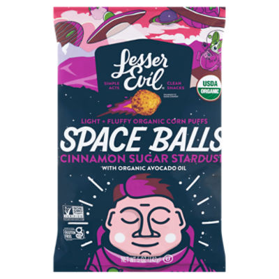 Lesser Evil Organic Cinnamon Sugar Stardust Space Balls Corn Puffs, 5 oz, 5 Ounce