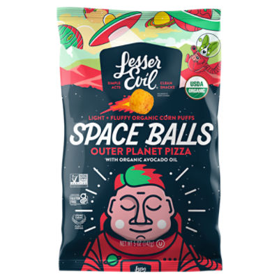 Lesser Evil Organic Outer Planet Pizza Space Balls Corn Puffs, 5 oz