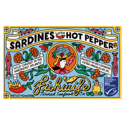 Fishwife Tinned Seafood Co. Sardines with Hot Pepper, 4.2 oz