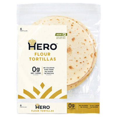 Hero Flour Tortillas, 6 count, 9.3 oz