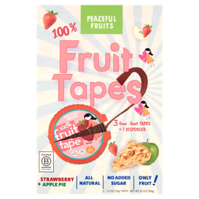 Peaceful Fruits Strawberry + Apple Pie Fruit Tapes, 1.0 oz, 3 count