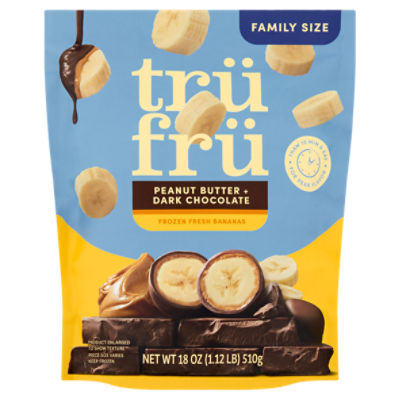 Trü Frü Peanut Butter + Dark Chocolate Frozen Fresh Bananas Family Size, 18 oz