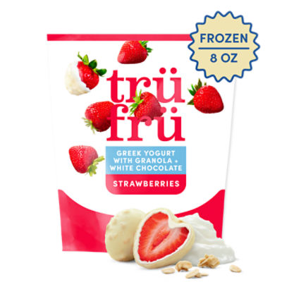 Trü Frü Greek Yogurt with White Chocolate + Granola Frozen Fresh Strawberries, 8 oz