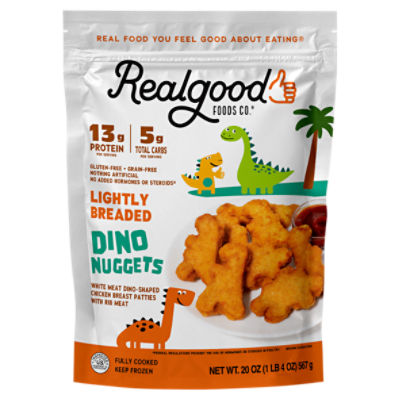 Realgood Foods Co. Lightly Breaded Dino Nuggets, 20 oz