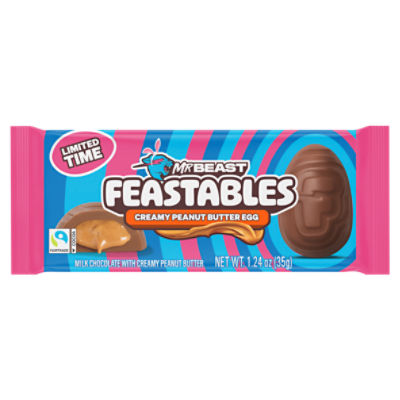 Mr Beast Feastables Milk Chocolate with Creamy Peanut Butter Egg, 1.24 oz