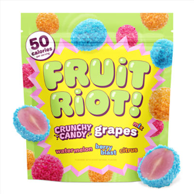 Fruit Riot Crunchy Candy Grapes Mix, Real Frozen Fruit