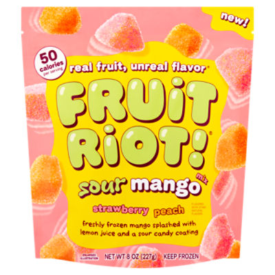 Fruit Riot! Strawberry Peach Sour Mango Mix, 8 oz