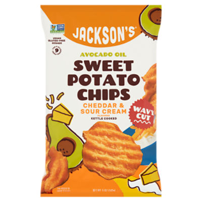 Jackson's Avocado Oil Wavy Cut Cheddar & Sour Cream Flavored Sweet Potato Chips, 5 oz