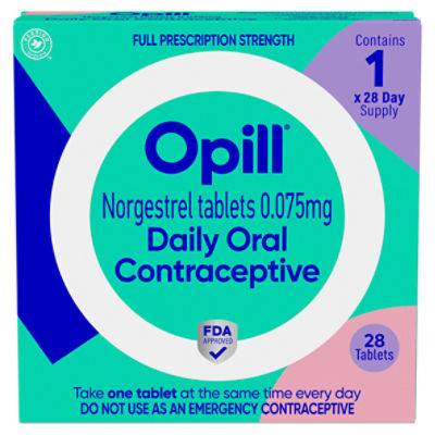 Opill Norgestrel Daily Oral Contraceptive Tablets, 0.075mg, 28 count