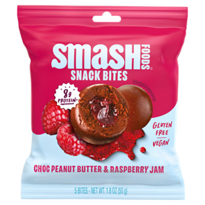 Smash Foods Choc Peanut Butter & Raspberry Jam Snack Bites, 5 count, 1.8 oz