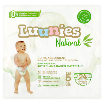 Luunies Natural Ultra Absorbent Premium Diapers Size 5, 24 count