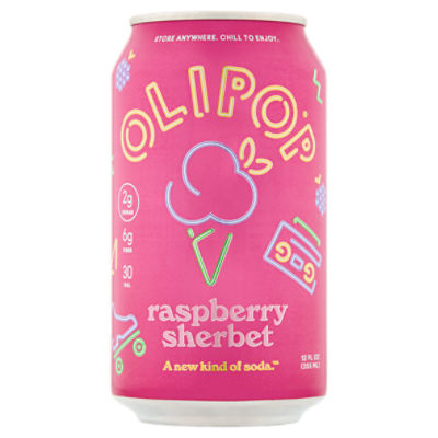Olipop Raspberry Sherbet Soda, 12 fl oz
