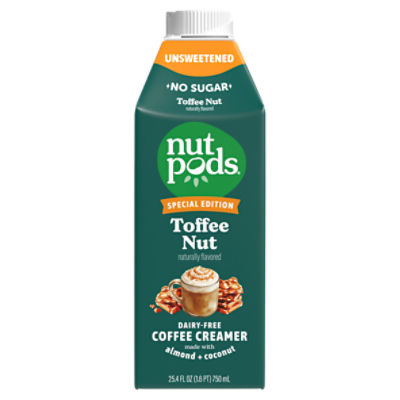 nutpods Unsweetened Toffee Nut Dairy-Free Coffee Creamer Special Edition, 25.4 fl oz