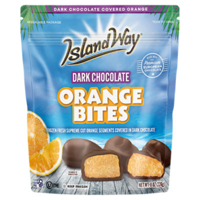 Island Way Dark Chocolate Covered Orange Bites, 8 oz