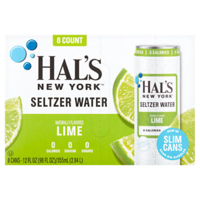 Hal's New York Lime Seltzer Water, 12 fl oz, 8 count
