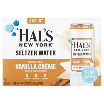 Hal's New York Vanilla Crème Seltzer Water, 12 fl oz, 8 count