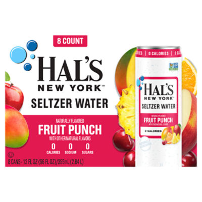 Hal's New York Fruit Punch Seltzer Water, 12 fl oz, 8 count