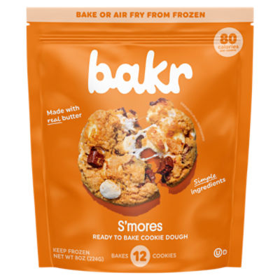 Bakr S'mores Ready to Bake Cookie Dough, 12 count, 8 oz