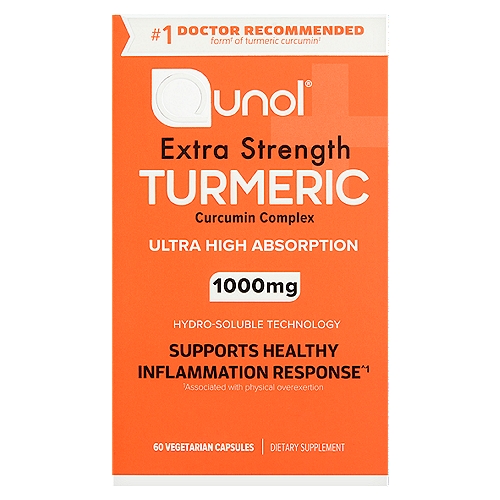 Qunol Extra Strength Turmeric Curcumin Complex Dietary Supplement, 1000 mg, 60 count