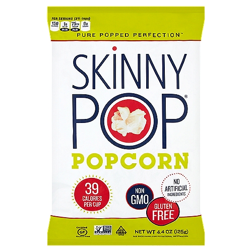 Skinny Pop Popcorn, 4.4 oz
We believe in snacking without compromise. To us, that means using the fewest, cleanest and simplest ingredients possible to bring you the best tasting popcorn. - That's the Skinny!

Pure Popped Perfection™
And delicious!
That's all. Nothing more. Nothing less
