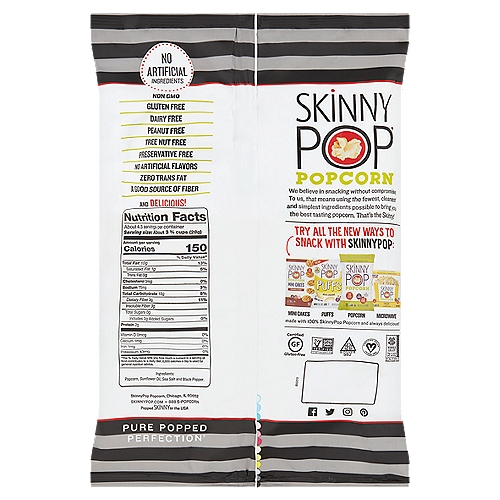 Skinny Pop Sea Salt & Pepper Popcorn, 4.4 oz