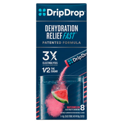Drip Drop Dehydration Relief Fast Watermelon Electrolyte Powder, .35 oz, 8 count