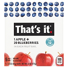 That's It Apple + Blueberries Fruit Bars, 1.2 oz, 5 count