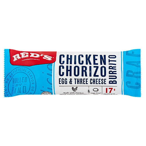 Red's Chicken Chorizo Egg & Three Cheese Burrito, 5 oz
