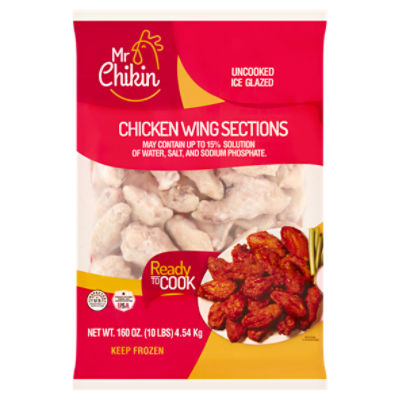 Mr Chikin Uncooked Ice Glazed Chicken Wing Sections, 160 oz