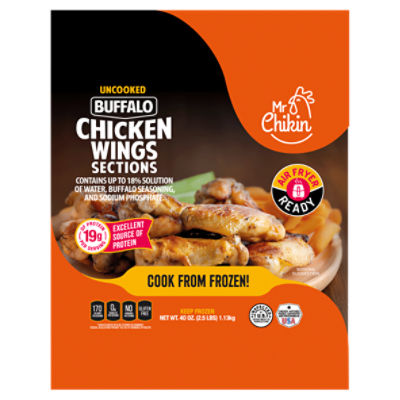 Mr Chikin Uncooked Buffalo Chicken Wings Sections, 40 oz