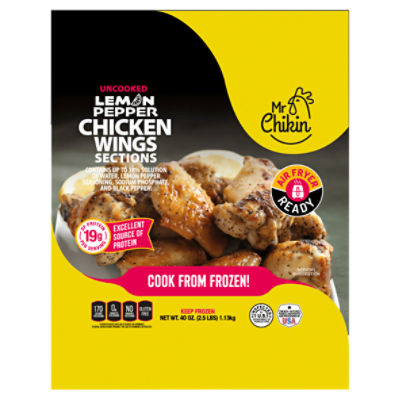 Mr Chikin Uncooked Lemon Pepper Chicken Wings Sections, 40 oz