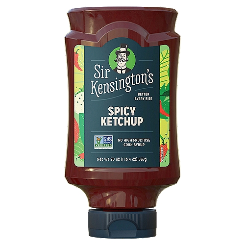 Sir Kensington's Spicy Ketchup 20 oz
Sir Kensington's Spicy Ketchup is made with the highest quality, Non-GMO ingredients like vine ripened whole tomatoes and chipotle peppers.

At Sir Kensington's, we make real Ketchup made from ingredients you can pronounce. Our Ketchup sources the highest quality tomatoes and never contains High Fructose Corn Syrup. We only use the best ingredients possible in our condiments. All Sir Kensington's condiments and dressings are Non-GMO Project Verified, and gluten free. Sir Kensington's never uses any artificial ingredients, colors, or preservative. We believe if it's not food, it doesn't belong in our food. 

Our condiments and dressings are always in good taste, with good taste, for those with good taste. Sir Kensington's started out of a belief that food and business had the power to create positive change in society. We also sought to create a food company that could be a model for change and stood for what we believed in: the power of food to connect people to each other, to nature, and to our own creativity. Now we work every day to fulfill our mission: To reimagine ordinary and overlooked with fearless integrity and charm. We started by making condiments and that's all thanks to our fellow food lovers who have taken a chance by joining us on the journey.