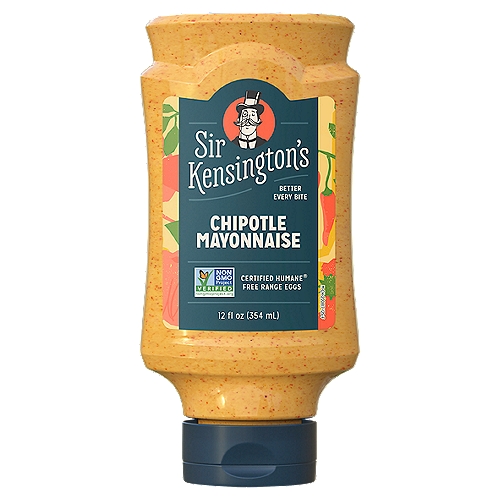 Sir Kensington's Mayonnaise, Chipotle Mayo, 12 oz
Certified Humane® Free Range Eggs

Love-Heat Relationship

Sir Kensington's Chipotle Mayo is made with 100% sunflower oil, and Certified Humane Free Range Eggs. At Sir Kensington's, we make real condiments from ingredients you can pronounce. We strive to source the best ingredients possible. All of our condiments and dressings are proudly Non- GMO Project Verified and gluten free. We never use any artificial ingredients, colors, or preservatives. We believe if it's not food, it doesn't belong in our food. 

Our condiments and salad dressings are always in good taste, with good taste, for those with good taste. Sir Kensington's started out of a belief that food and business had the power to create positive change in society. We also sought to create a food company that could be a model for change and stood for what we believed in - the power of food to connect people to each other, to nature, and to our creativity. Now we work every day to fulfill our mission: To reimagine ordinary and overlooked with fearless integrity and charm. We started by making condiments and that's all thanks to our fellow food lovers who have taken a chance by joining us on the journey.

Cold Weather Warning: Our Mayonnaise and Ranch products are at risk of natural separation if exposed to freezing temperatures in transit. Separated products are entirely safe to eat, however, they cannot be returned to their intended state. If you live in a cold weather climate, please bear this in mind before ordering.