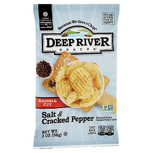 Deep River Snacks Krinkle Cut Salt & Cracked Pepper Flavored Kettle Cooked Potato Chips, 2 oz