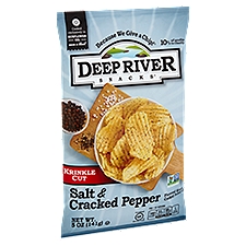 Deep River Snacks Krinkle Cut Salt & Cracked Pepper Flavored Kettle Cooked, Potato Chips, 5 Ounce