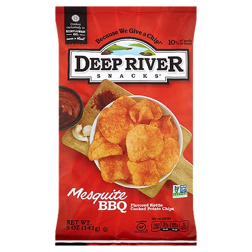 Deep River Snacks Mesquite BBQ Flavored Kettle Cooked Potato Chips, 5 oz
Because We Give a Chip!®
We take our time to perfect every recipe; if this isn't the best bag of chips you've ever had, let us know!
We use only real ingredients-no funny business here!