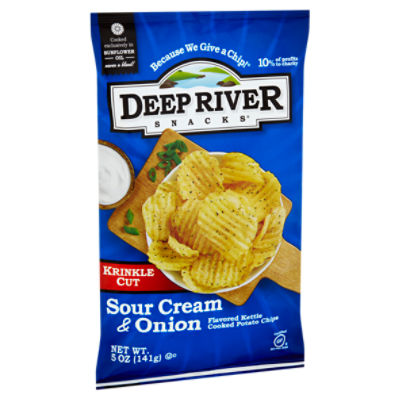 Deep River Snacks Krinkle Cut Sour Cream & Onion Flavored Kettle Cooked, Potato Chips