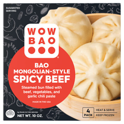 Wow Bao Mongolian-Style Spicy Beef Bao, 4 count, 10 oz