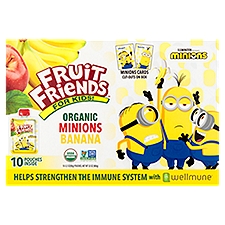 Fruit Friends Organic Minions Banana for Kids! Applesauce, 3.2 oz, 10 count, 32 Ounce